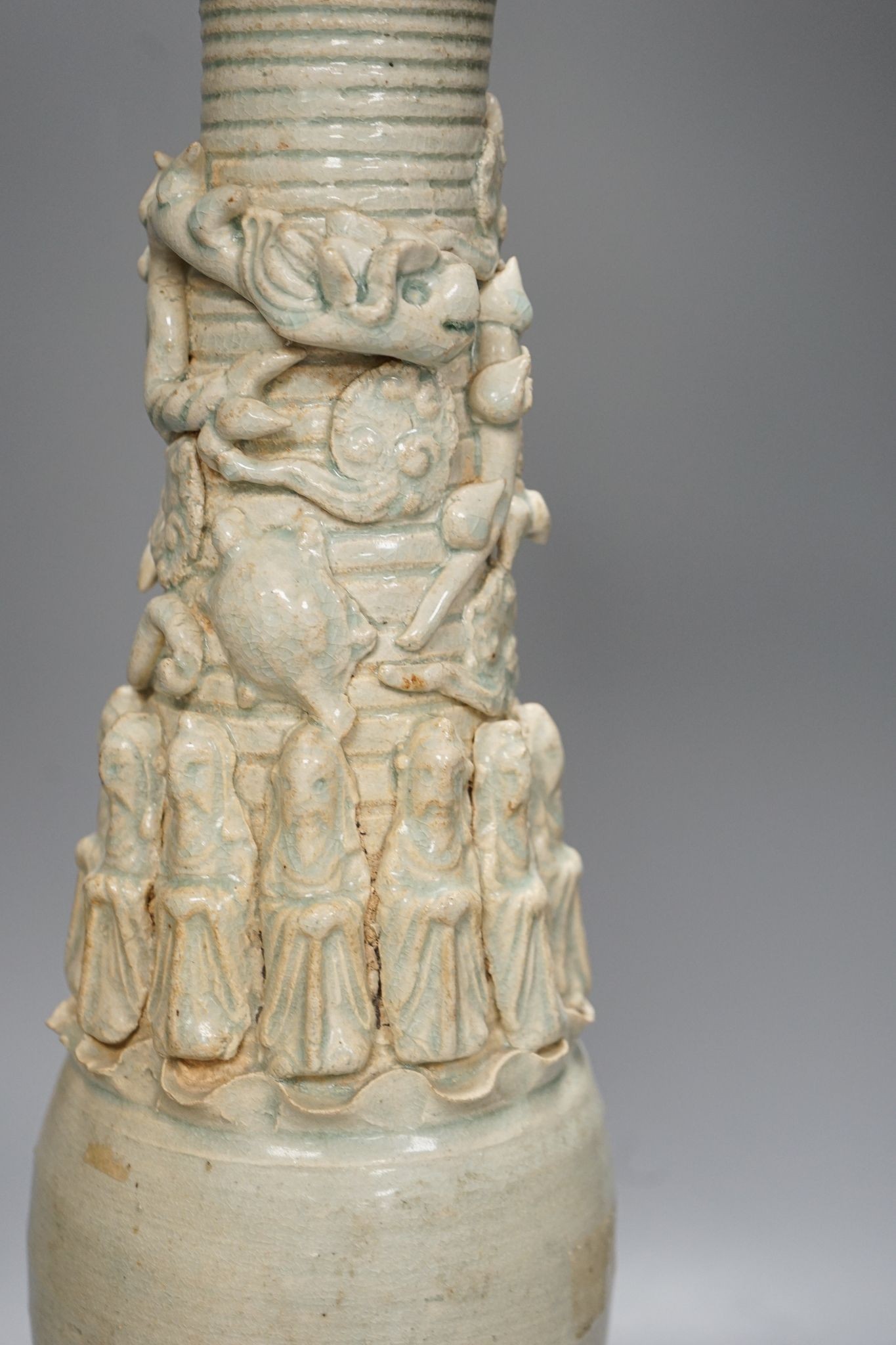 A Chinese Qingbai funerary jar and cover, Song Dynasty, 56cm
